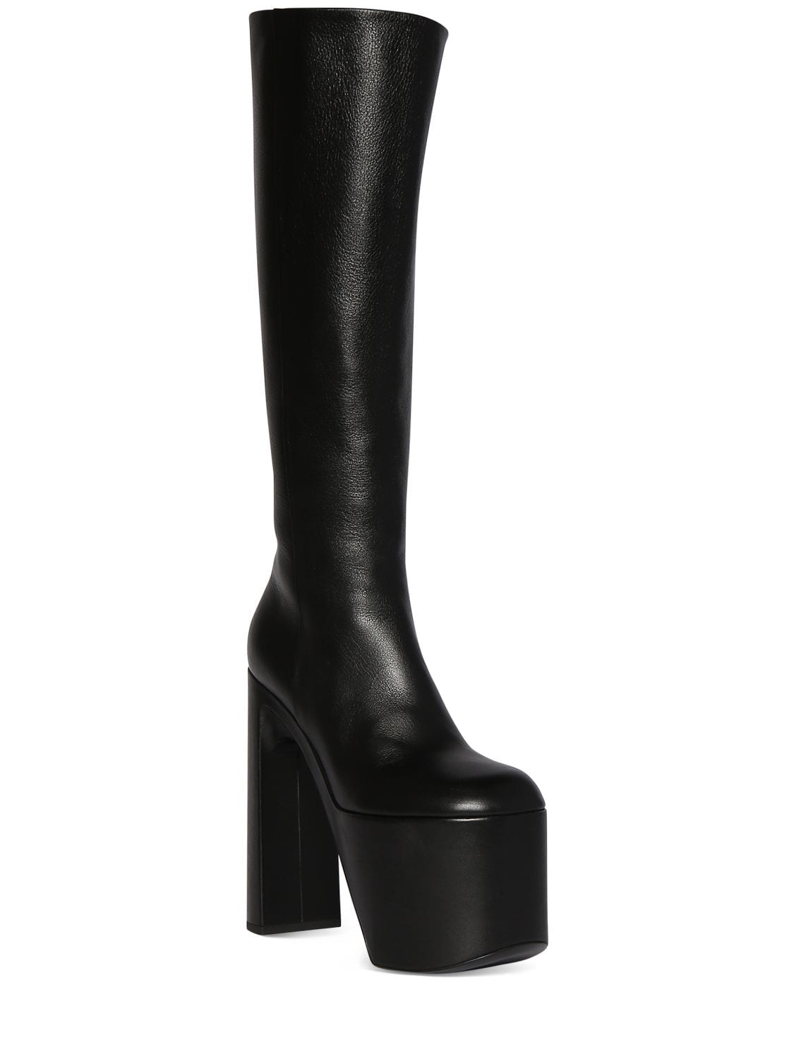 Shop Balenciaga 110mm Camden Leather Tall Boots In Black