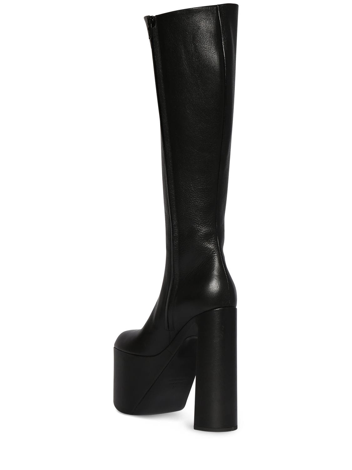 Shop Balenciaga 110mm Camden Leather Tall Boots In Black