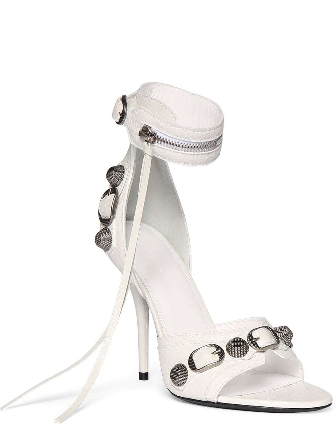 Shop Balenciaga 110mm Cagole Leather Sandals In White