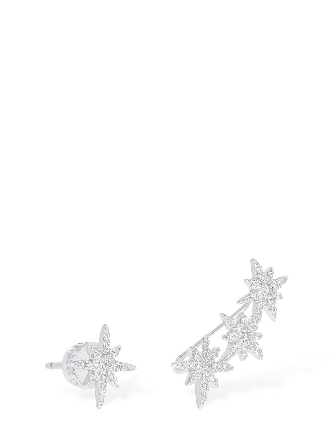 Shop Apm Monaco Meteorites Triple Asymmetric Earrings In Silver