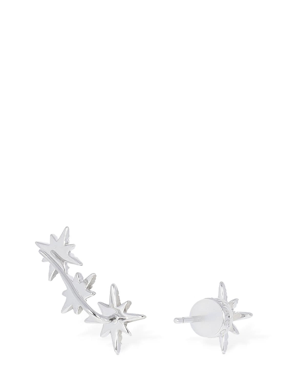 Shop Apm Monaco Meteorites Triple Asymmetric Earrings In Silver