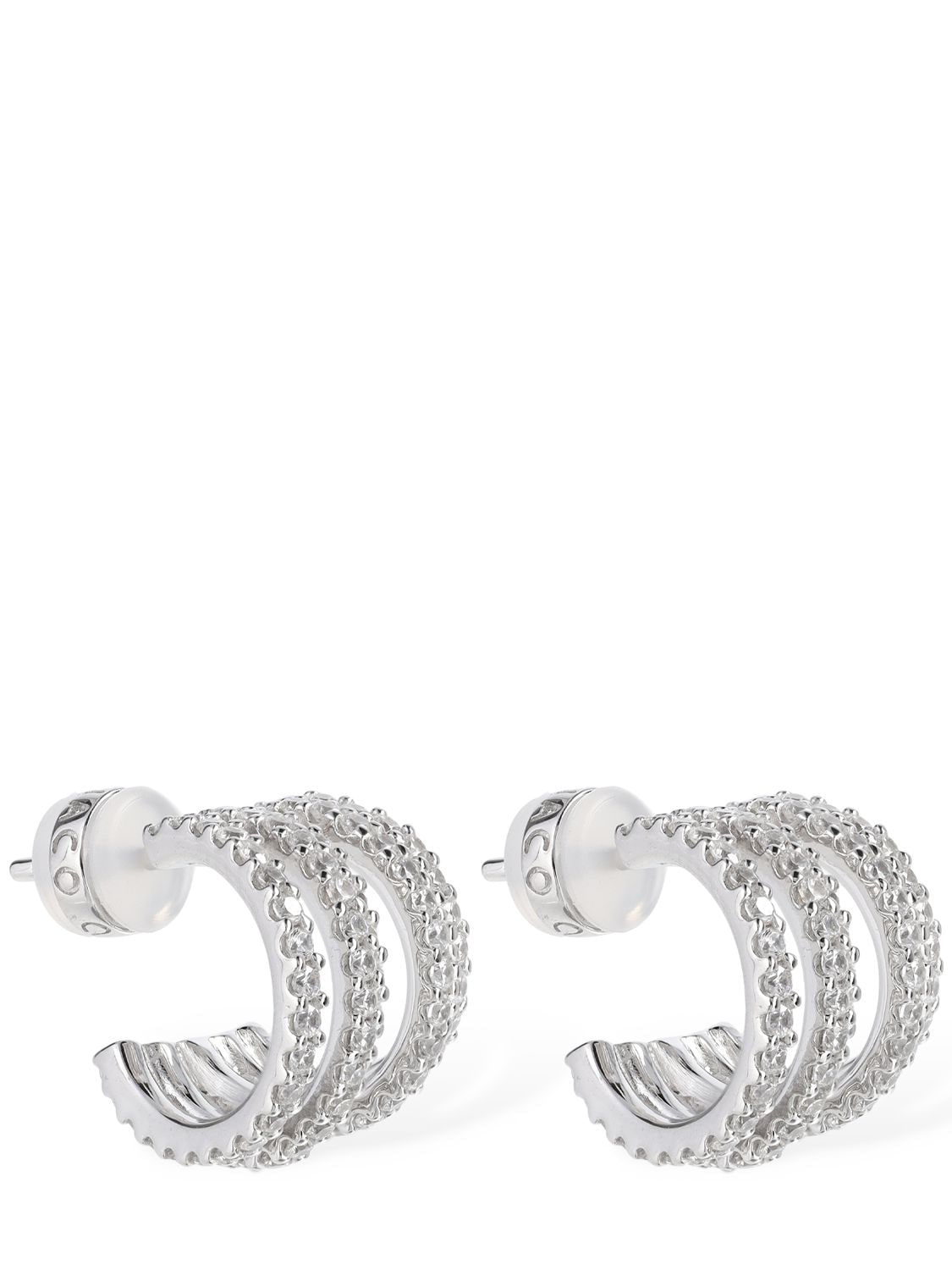 Apm Monaco Five-hoop Crystal Earrings In Silver