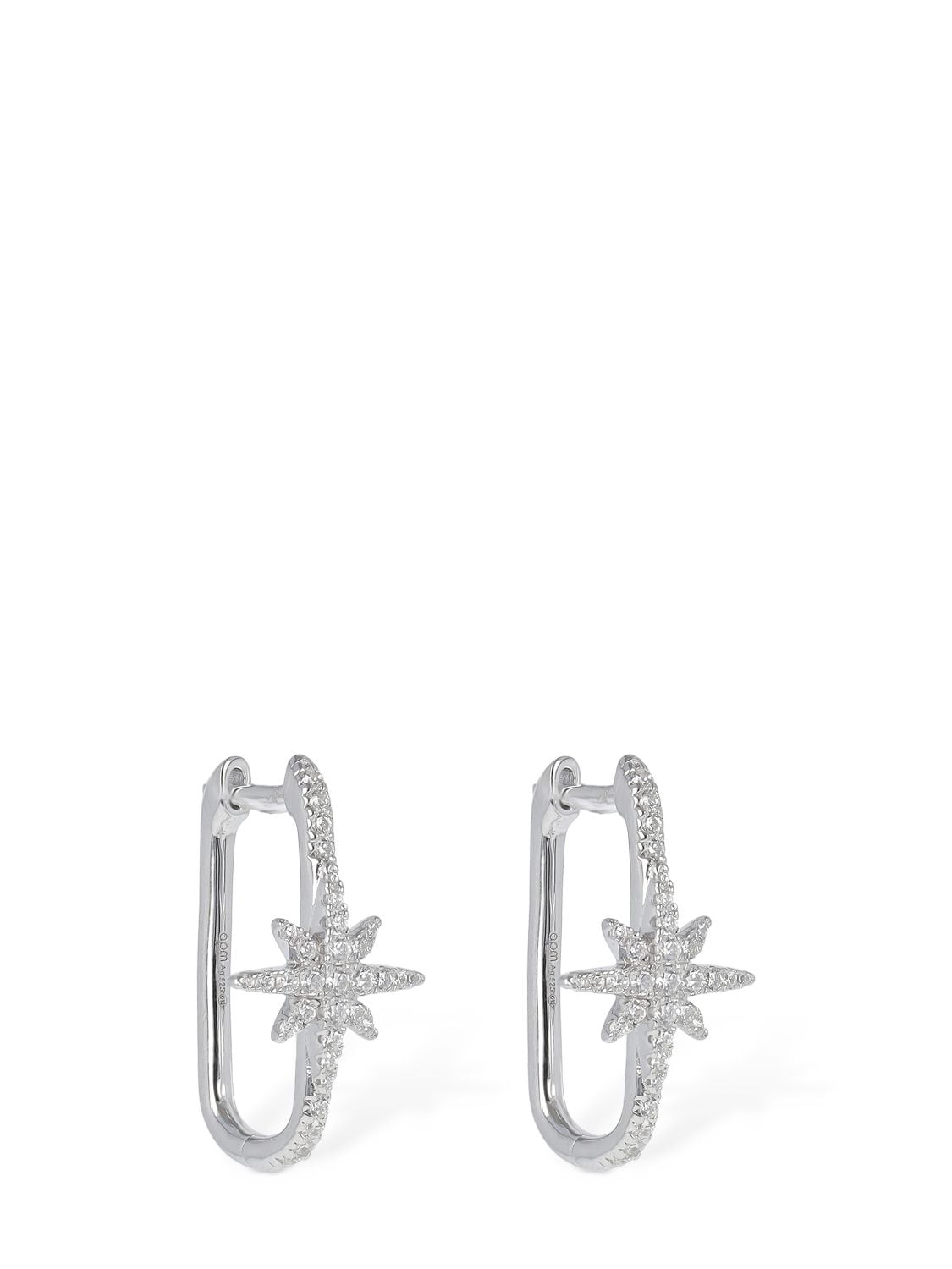 Shop Apm Monaco Meteorites Rectangular Crystal Earrings In Silver