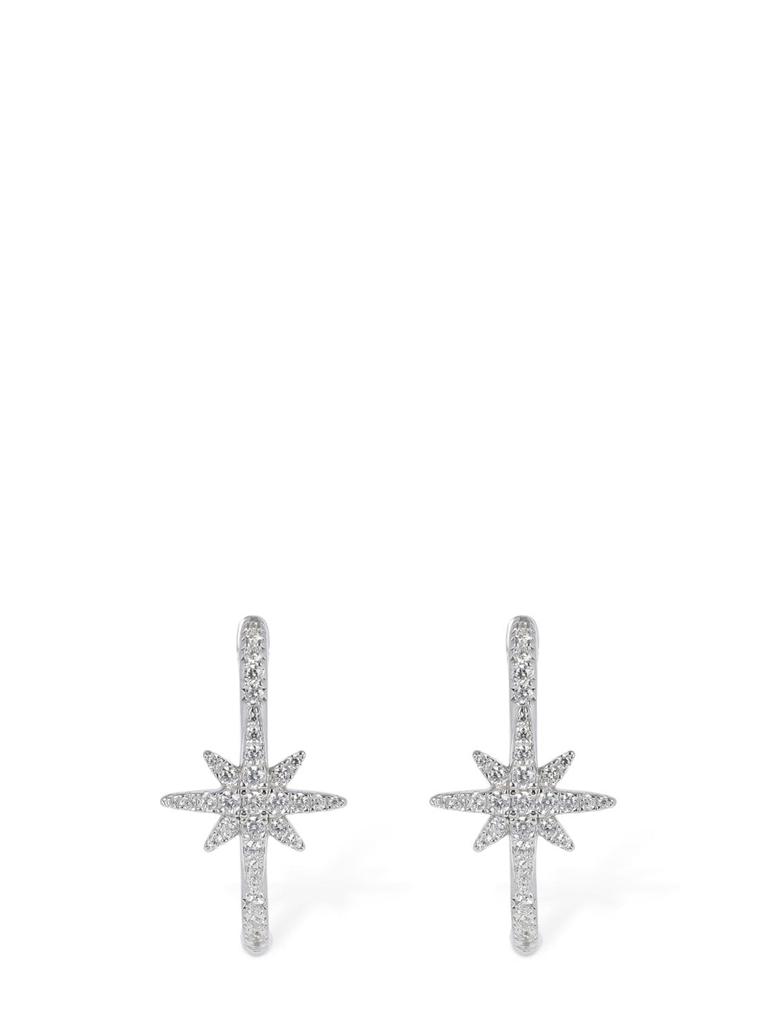 Apm Monaco Meteorites Rectangular Crystal Earrings In Silver