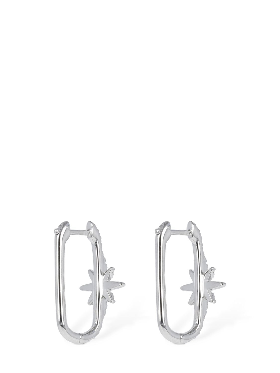 Shop Apm Monaco Meteorites Rectangular Crystal Earrings In Silver