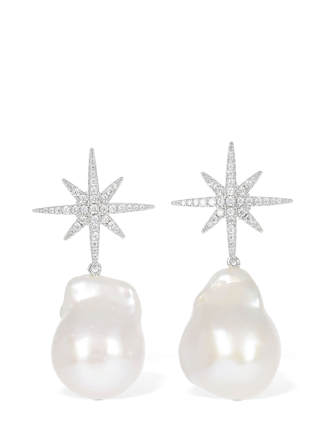 Apm Monaco Meteorites Pearl & Crystal Earrings In Crystal,white
