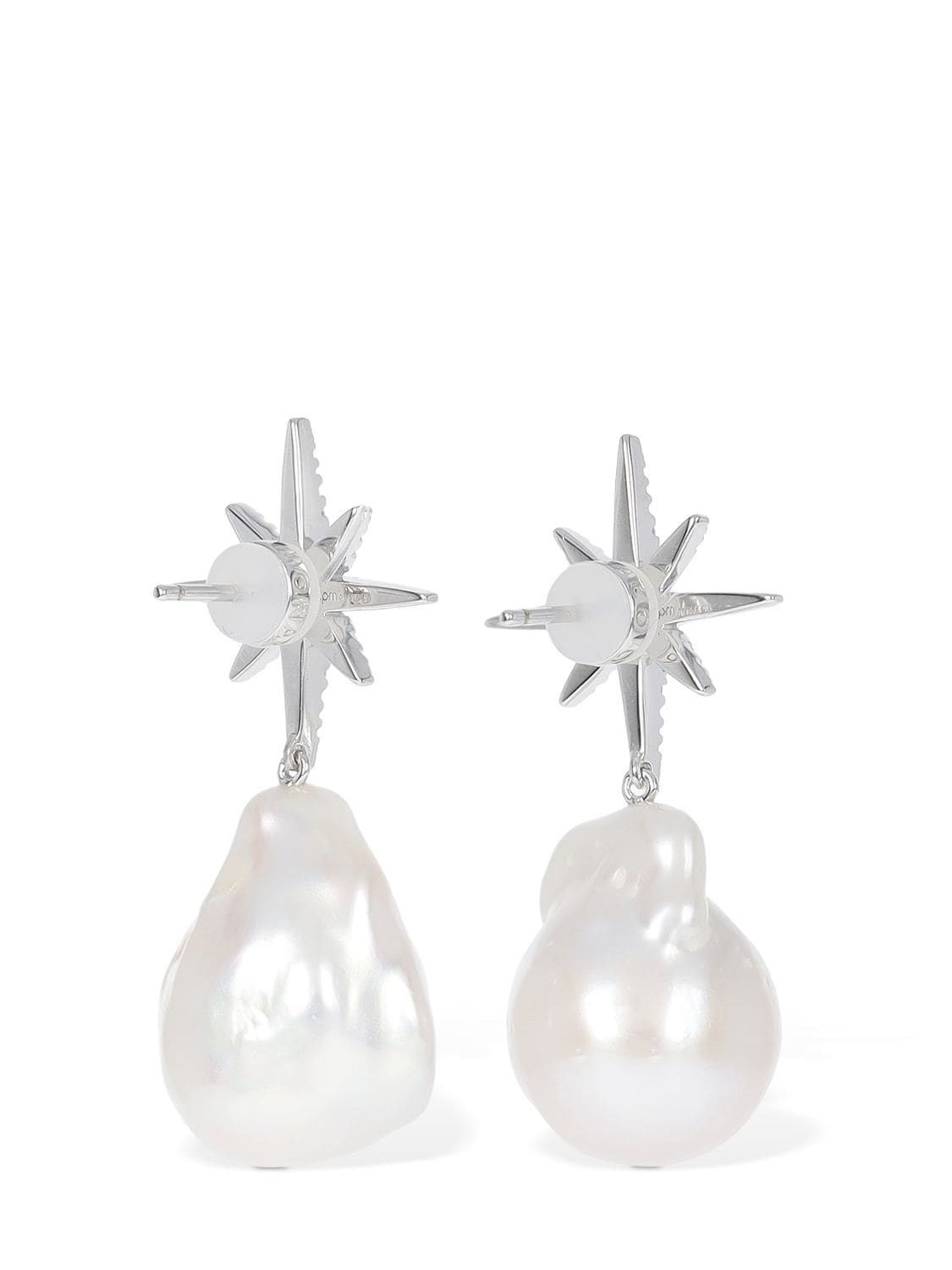 Shop Apm Monaco Meteorites Pearl & Crystal Earrings In Crystal,white