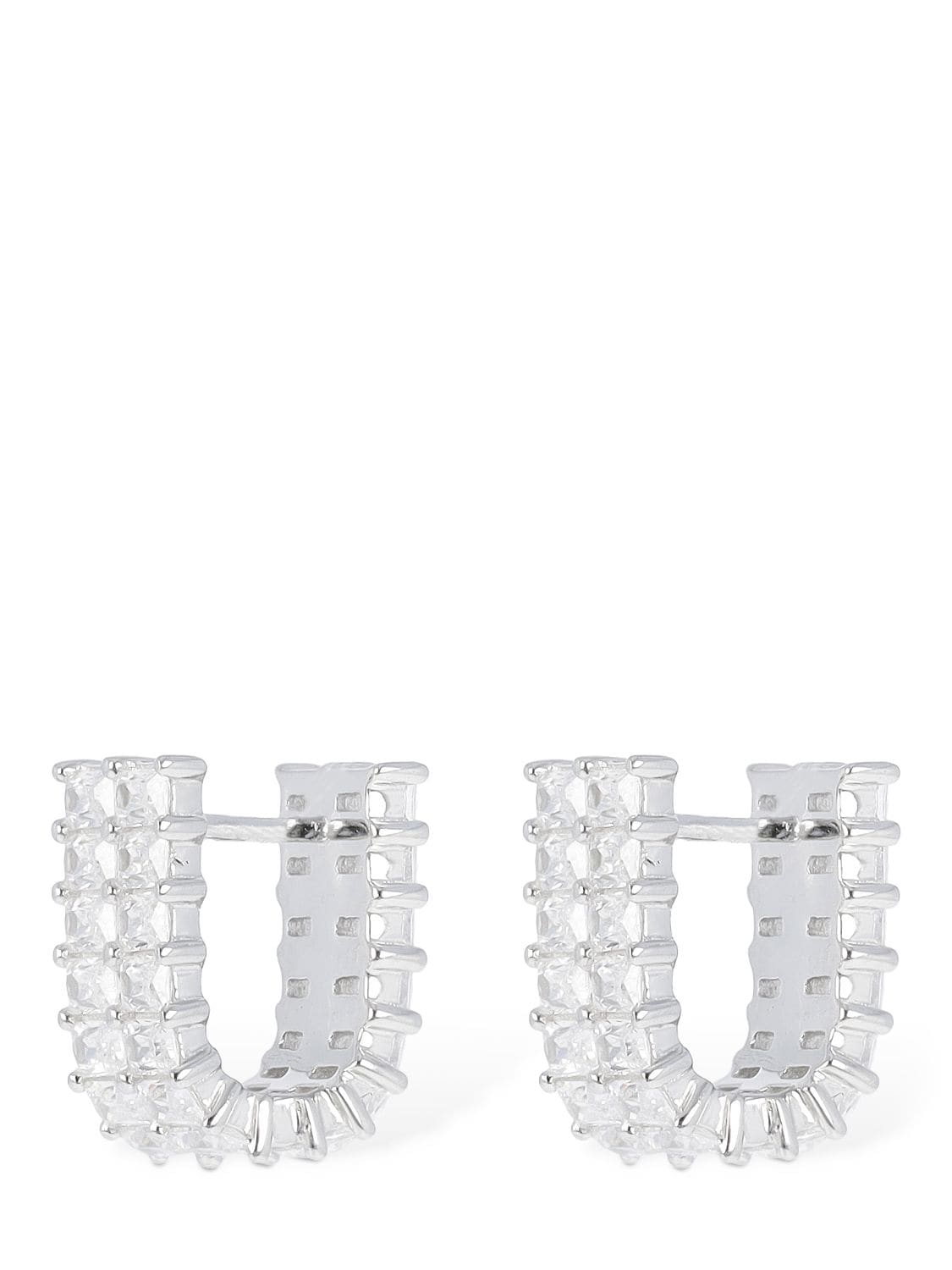 Shop Apm Monaco Festival Double Row Crystal Earrings In Silver