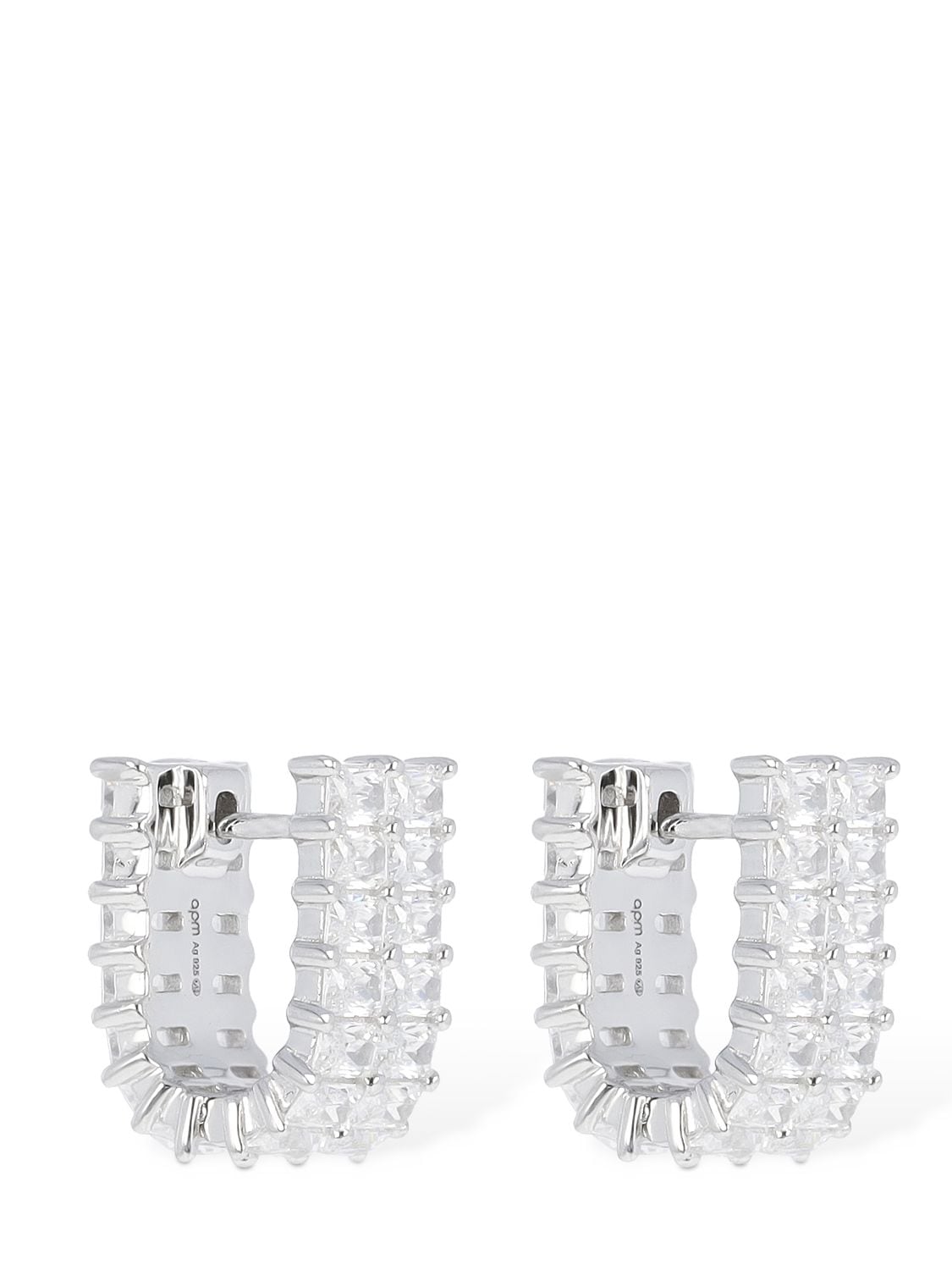 Shop Apm Monaco Festival Double Row Crystal Earrings In Silver