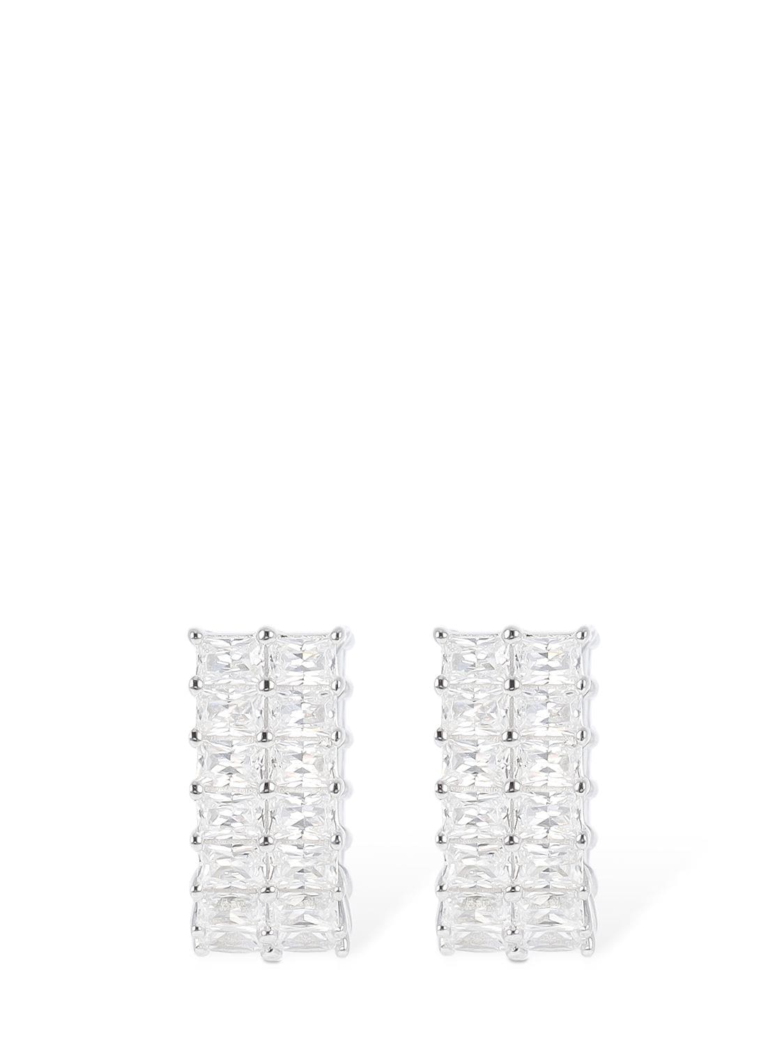 Apm Monaco Festival Double Row Crystal Earrings In White