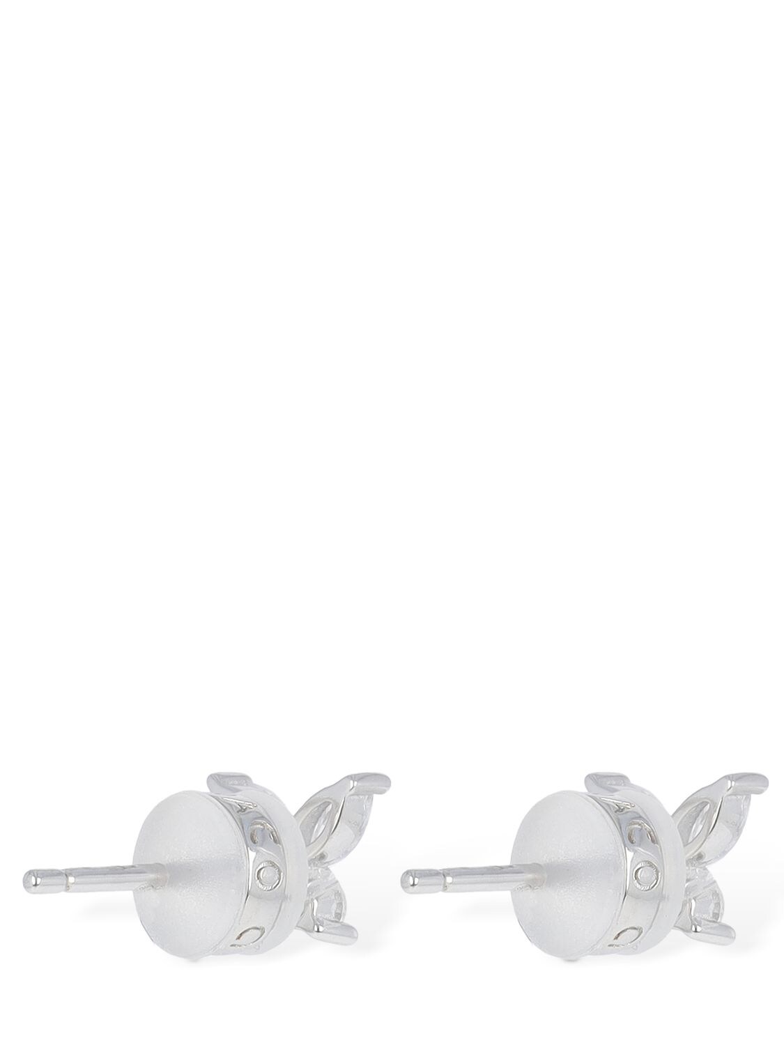 Shop Apm Monaco Lumiere Butterfly Stud Crystal Earrings In Silver