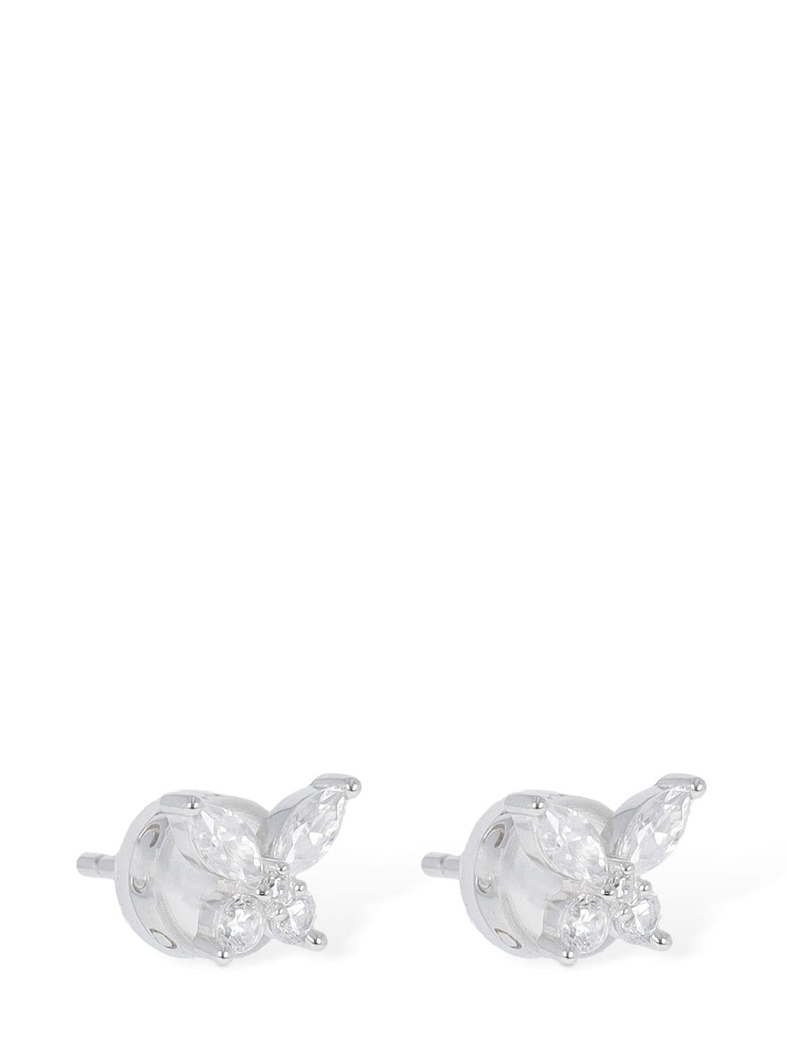 Shop Apm Monaco Lumiere Butterfly Stud Crystal Earrings In Silver