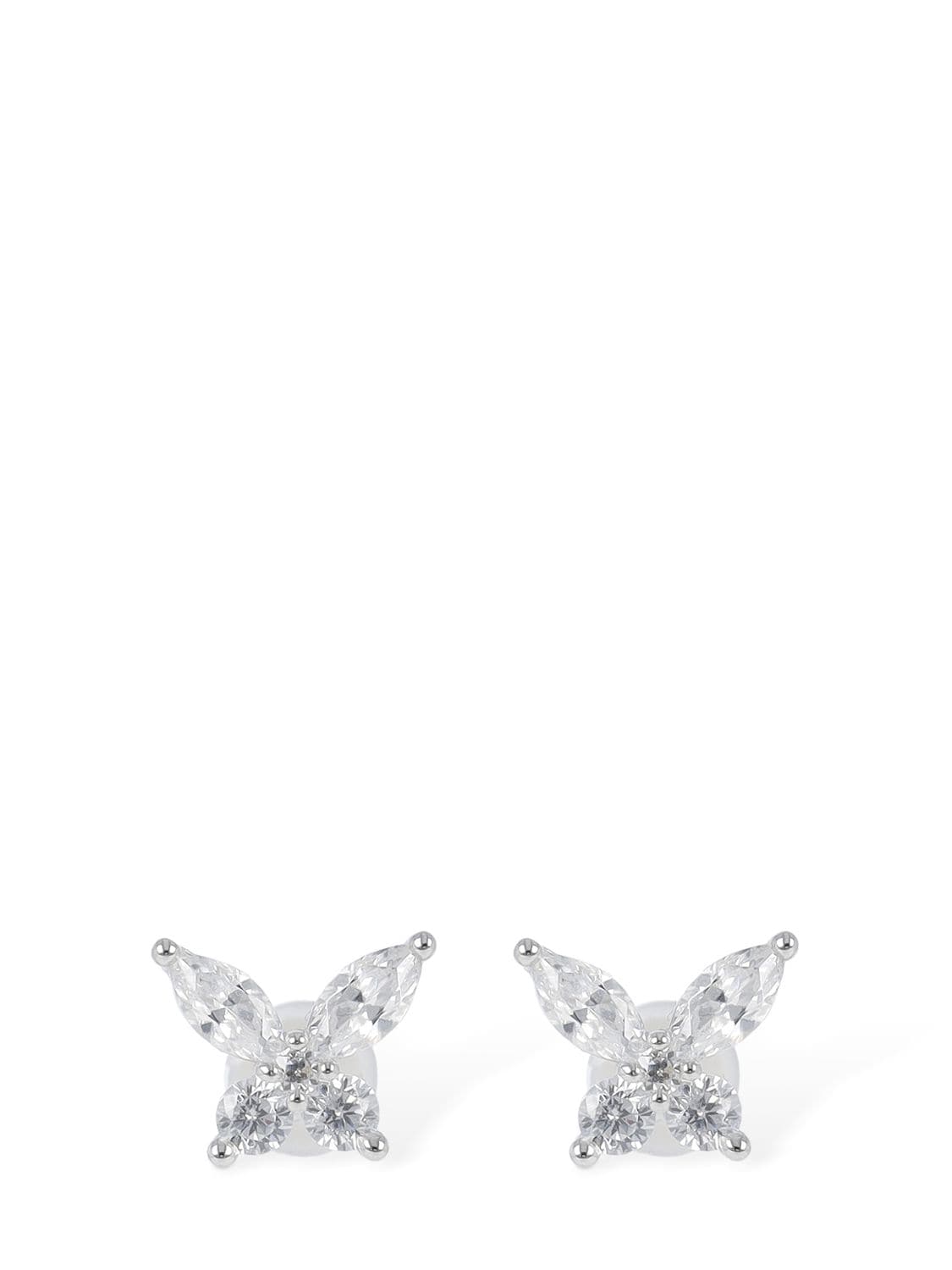 Apm Monaco Lumiere Butterfly Stud Crystal Earrings In Silver