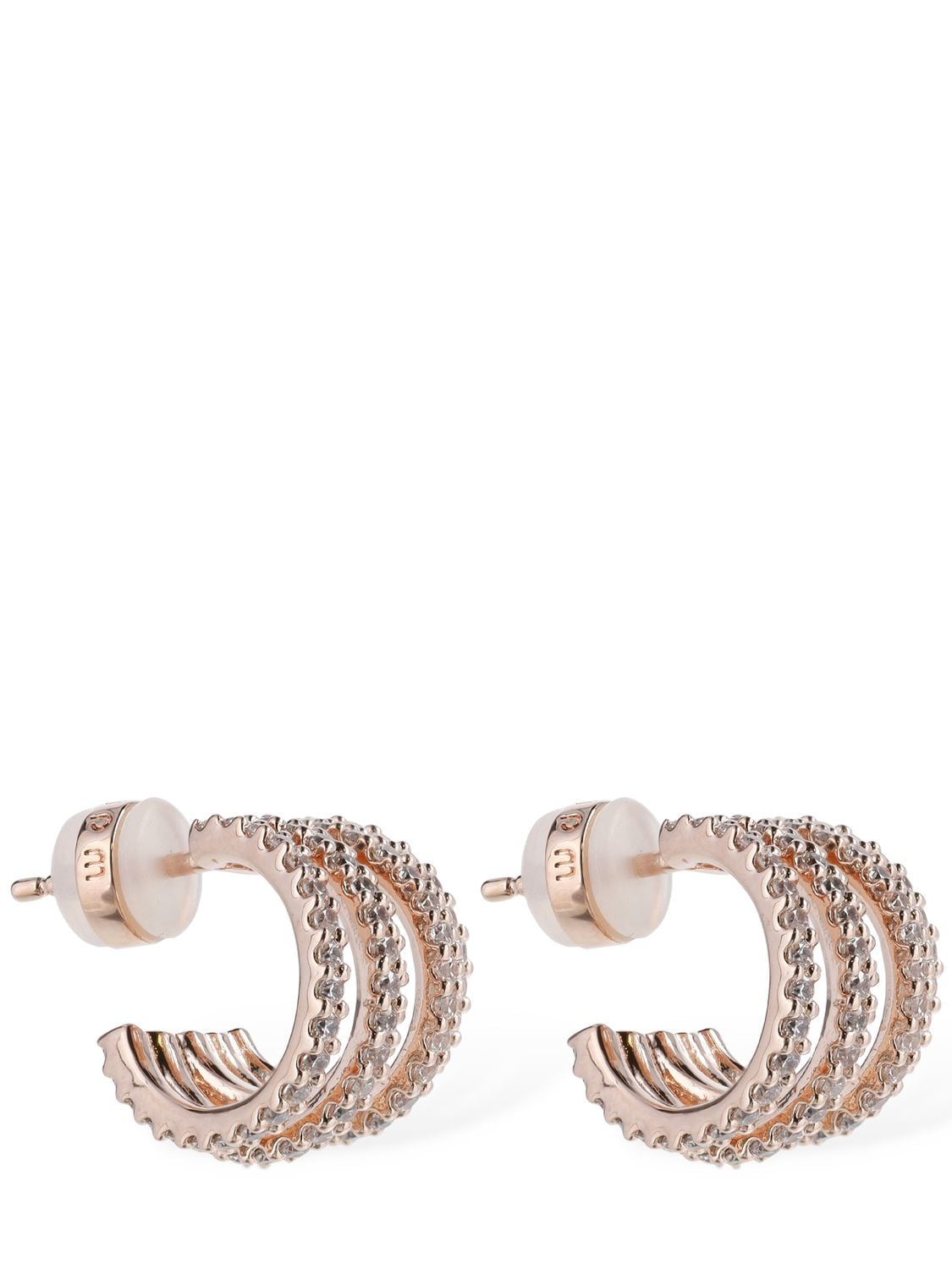 Apm Monaco Five-hoop Crystal Earrings In Pink,crystal