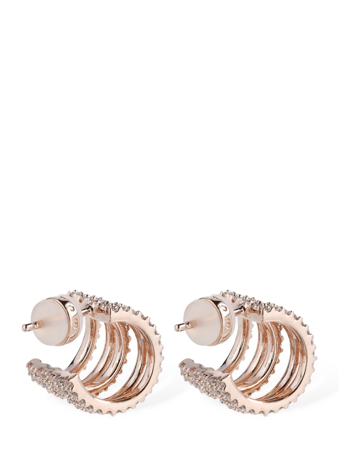 Shop Apm Monaco Five-hoop Crystal Earrings In Pink,crystal