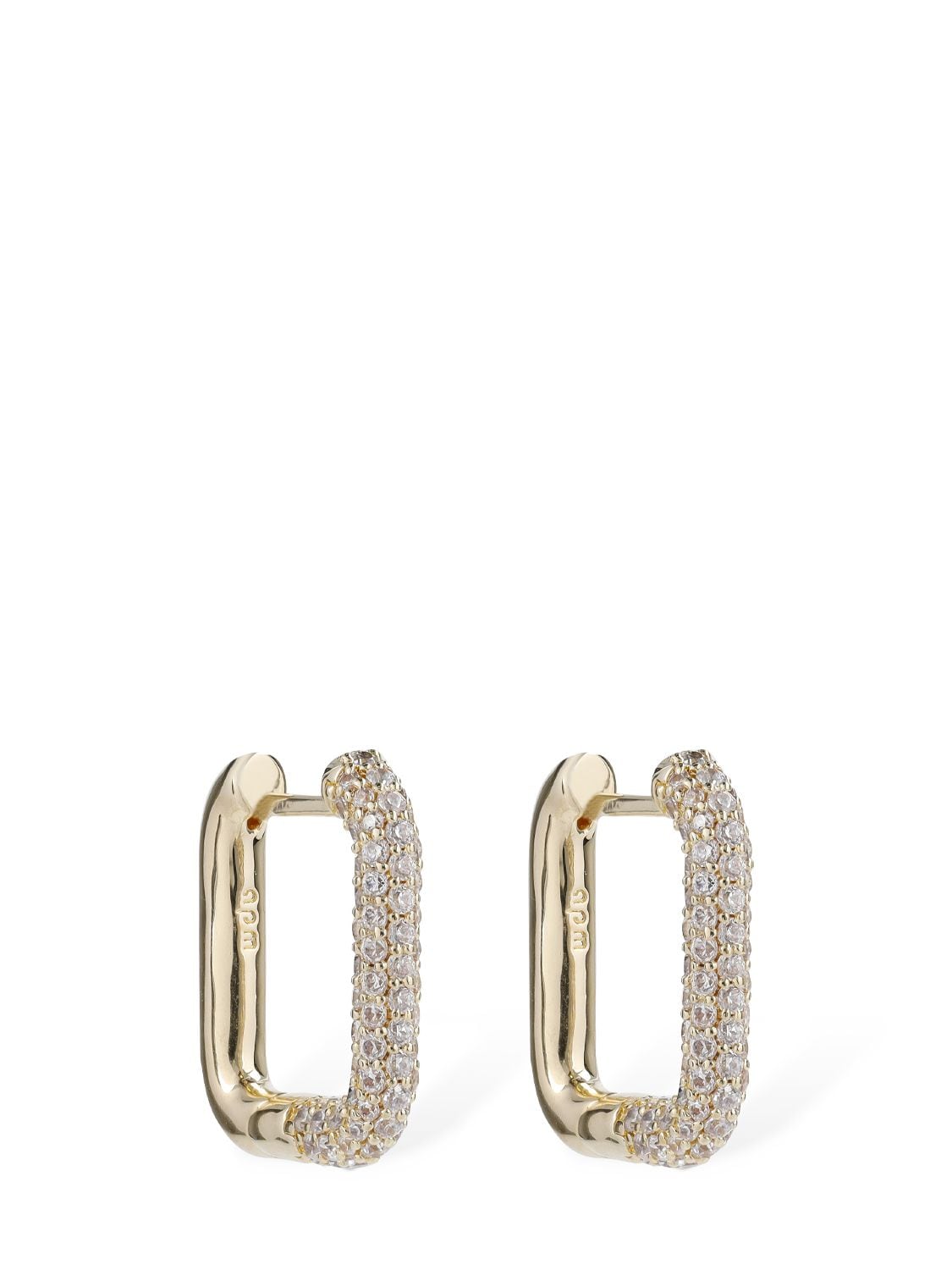 Apm Monaco Croisette Rectangle Crystal Earrings In Gold,crystal