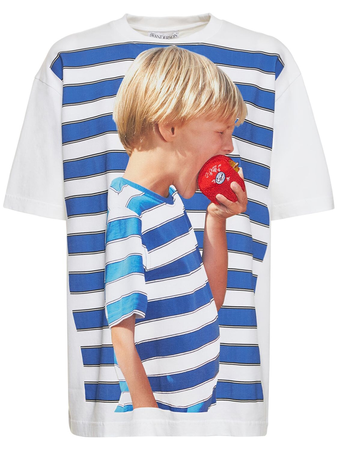 Embroidered Apple Striped Jersey T-shirt