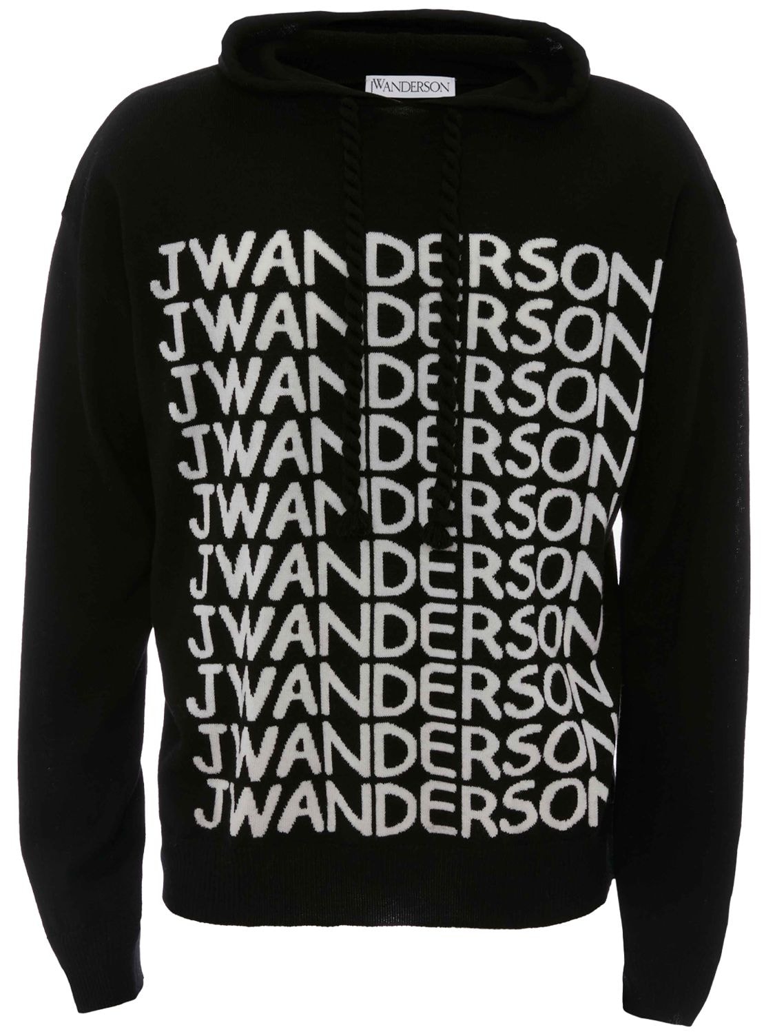 JW ANDERSON REPEATED LOGO JACQUARD KNIT HOODIE