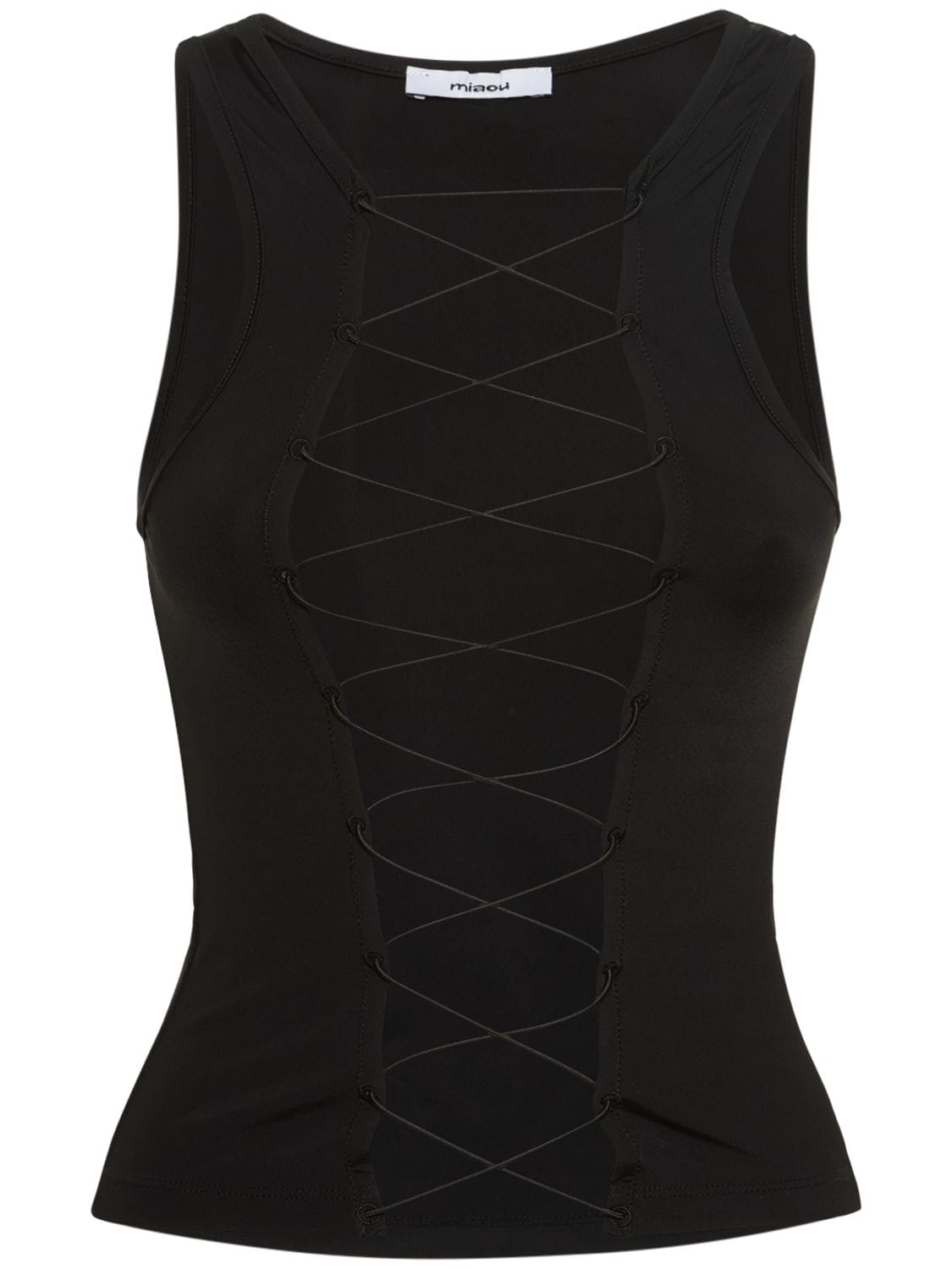 MIAOU MYSTIC LACE-UP STRETCH JERSEY TANK TOP