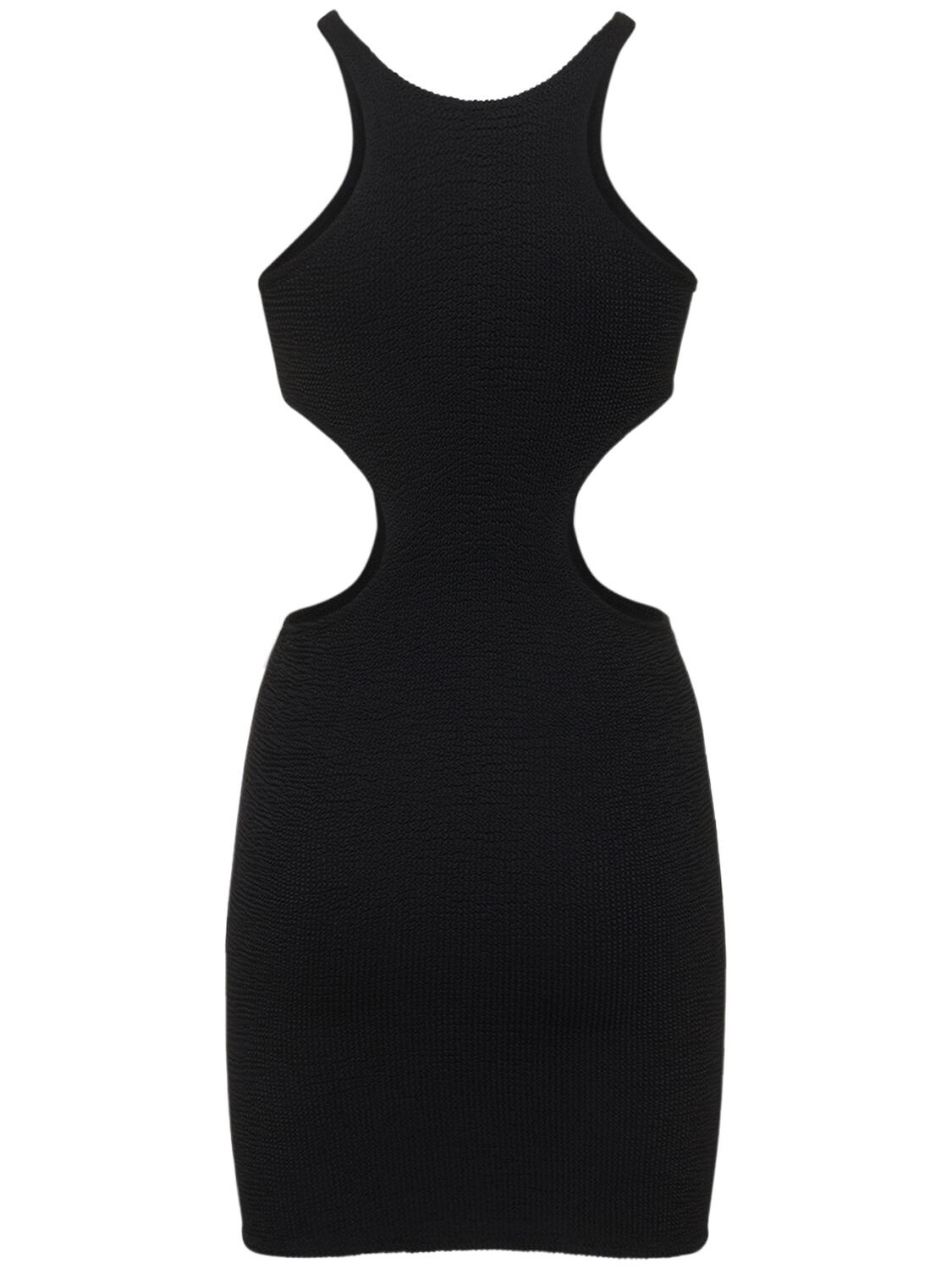 Shop Reina Olga Ele Cut Out Crinkle Stretch Mini Dress In Black