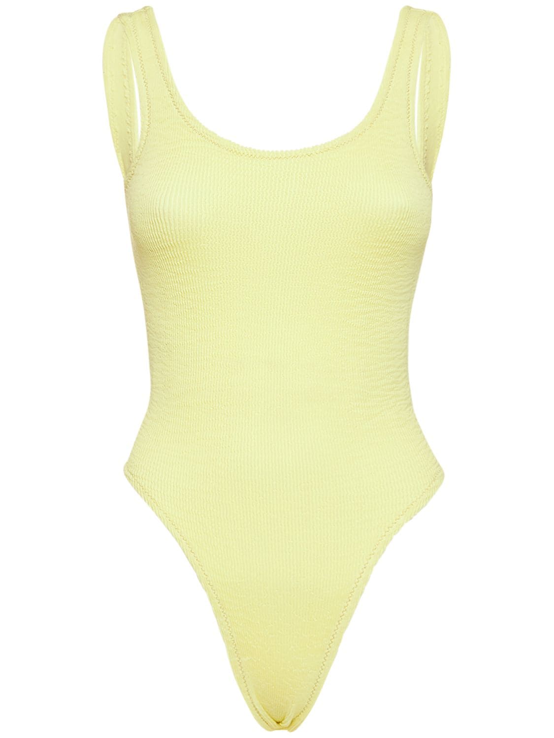 Shop Reina Olga Papaia Crinkled One Piece Swimsuit In Yellow