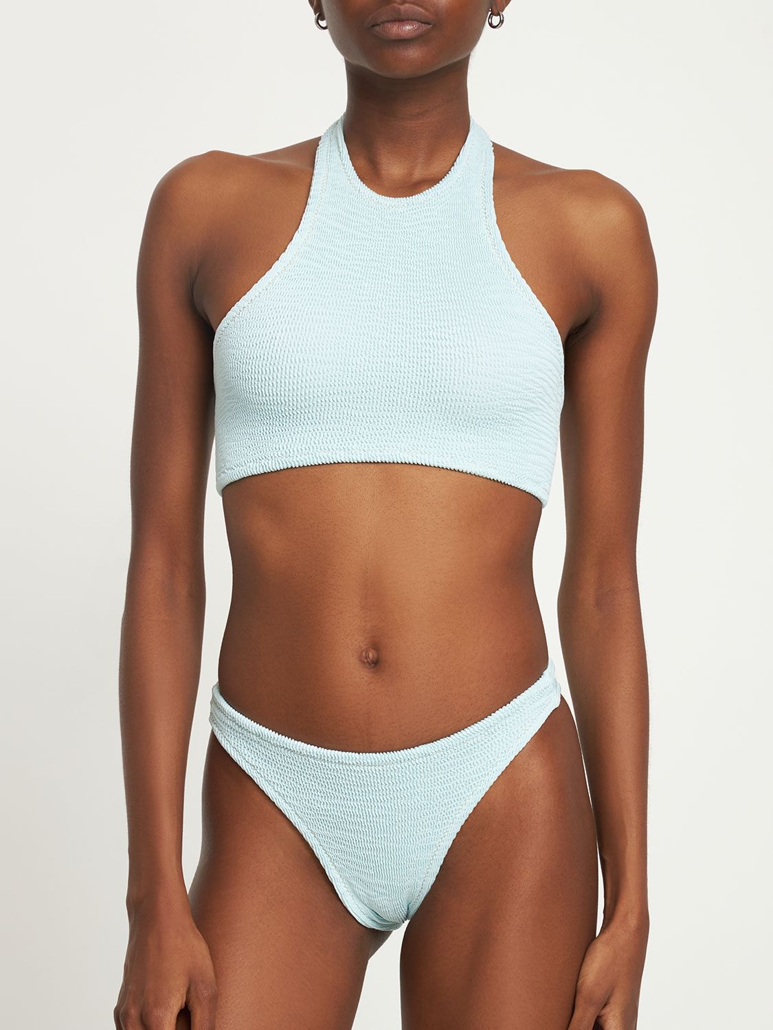 Shop Reina Olga The Longboarder Crinkled Lux Bikini In Light Blue