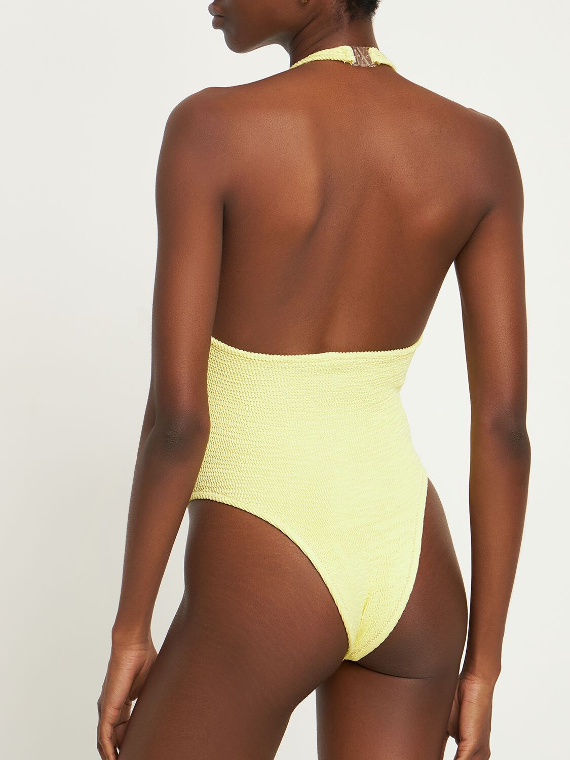Shop Reina Olga The Surfer Crinkled One Piece Swimsuit In Yellow
