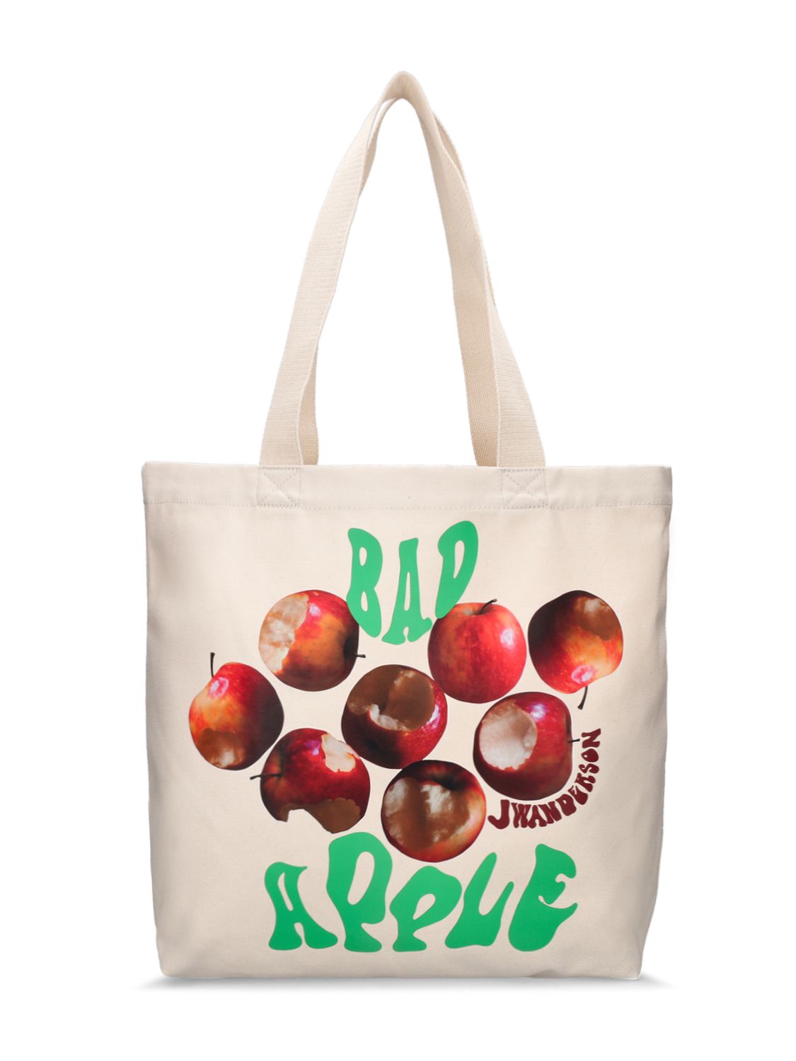 Jw Anderson Bad Apple Organic Cotton Canvas Tote Bag In Natural