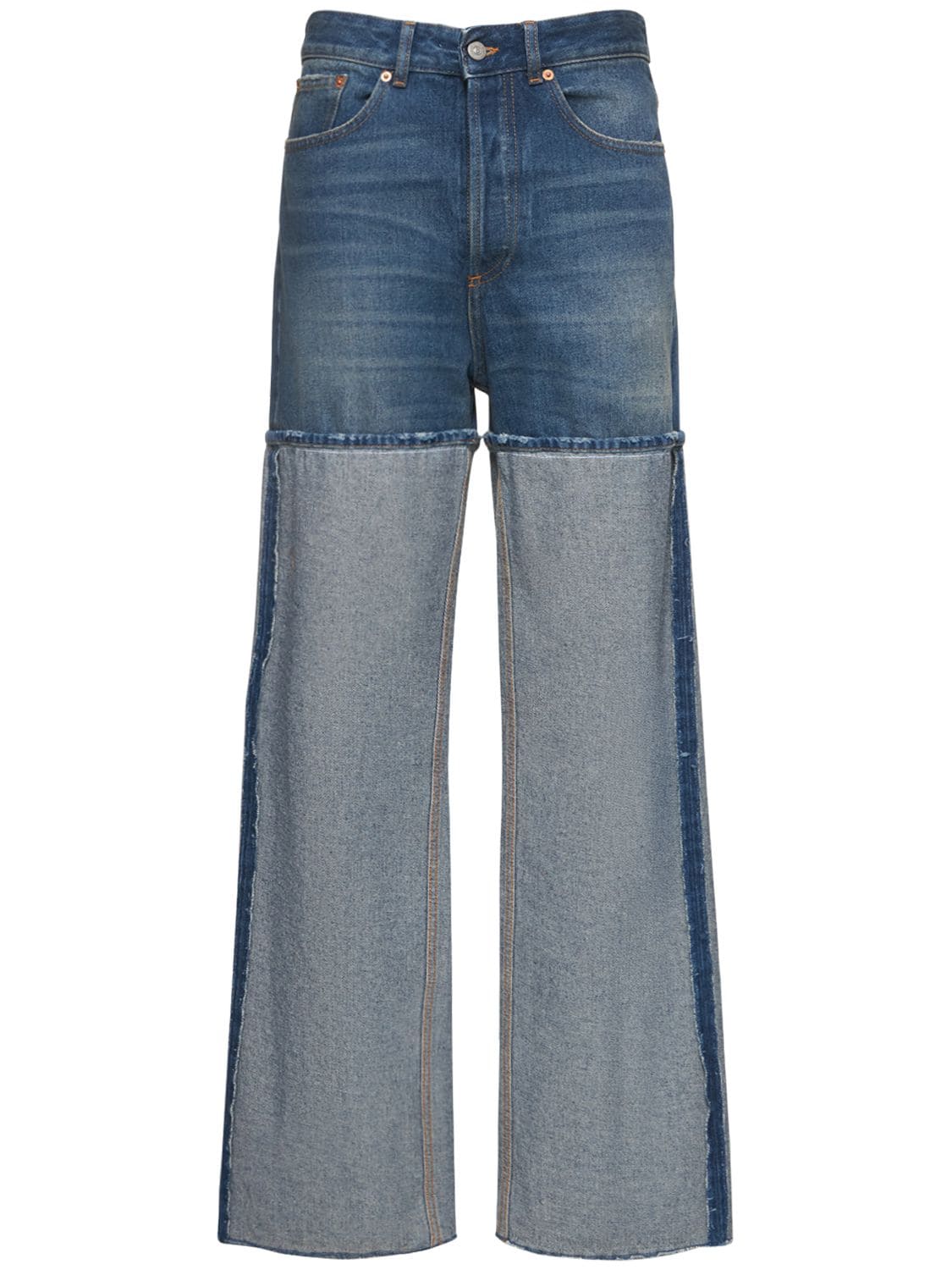 MM6 MAISON MARGIELA Cotton Denim Patchwork Straight Jeans