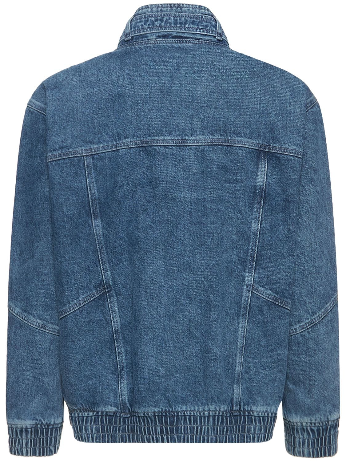Shop Isabel Marant Cotton Denim Aviator Jacket In Light Blue