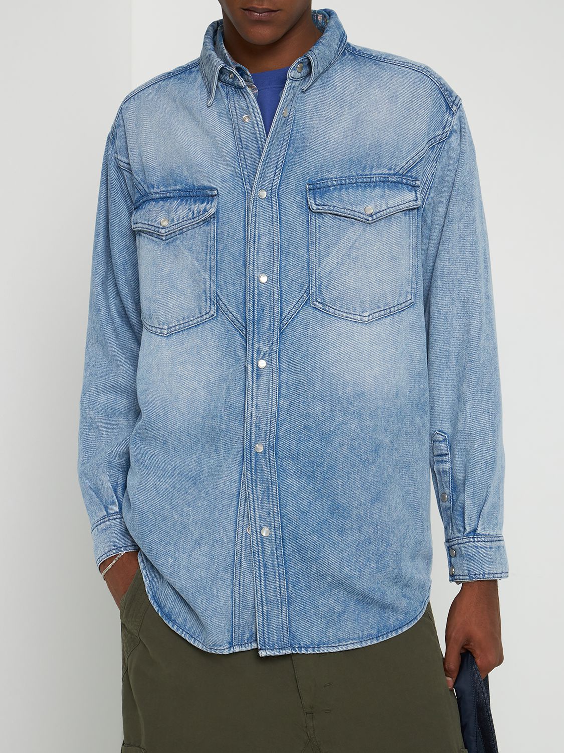 Shop Isabel Marant Light Lyocell Denim Shirt In Blue