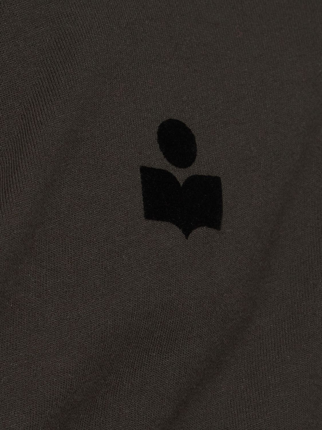 Shop Isabel Marant Flocked Logo Cotton Hoodie In Black