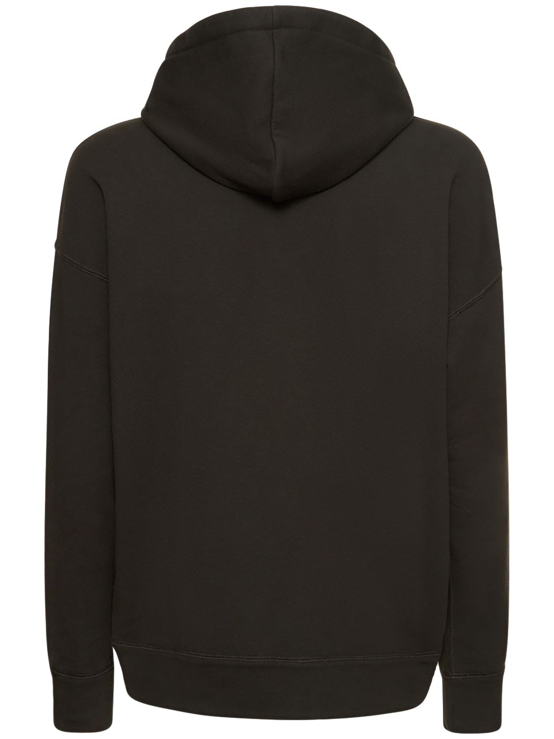 Shop Isabel Marant Flocked Logo Cotton Hoodie In Black