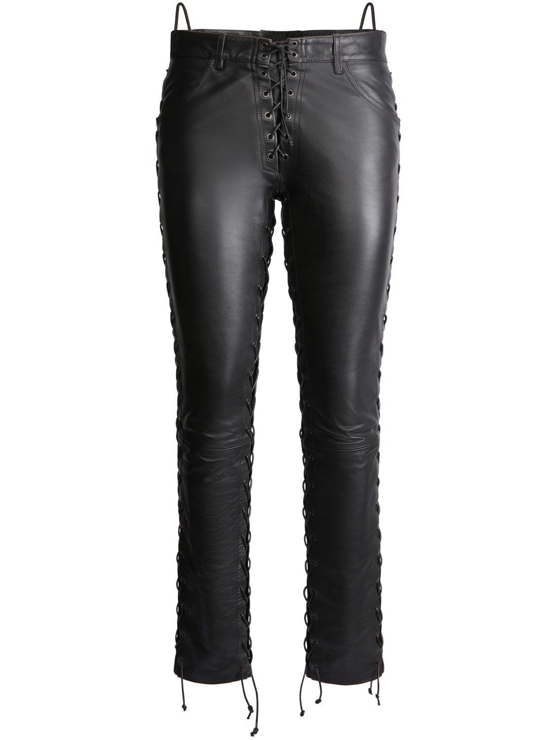 Petar Petrov Laced Low Waist Leather Pants In Black | ModeSens