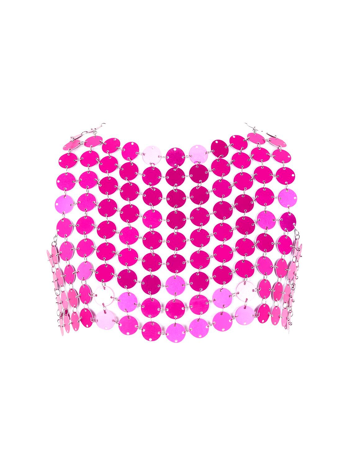 Fannie Schiavoni Hanna Metal Scale Sleeveless Crop Top In Fuchsia