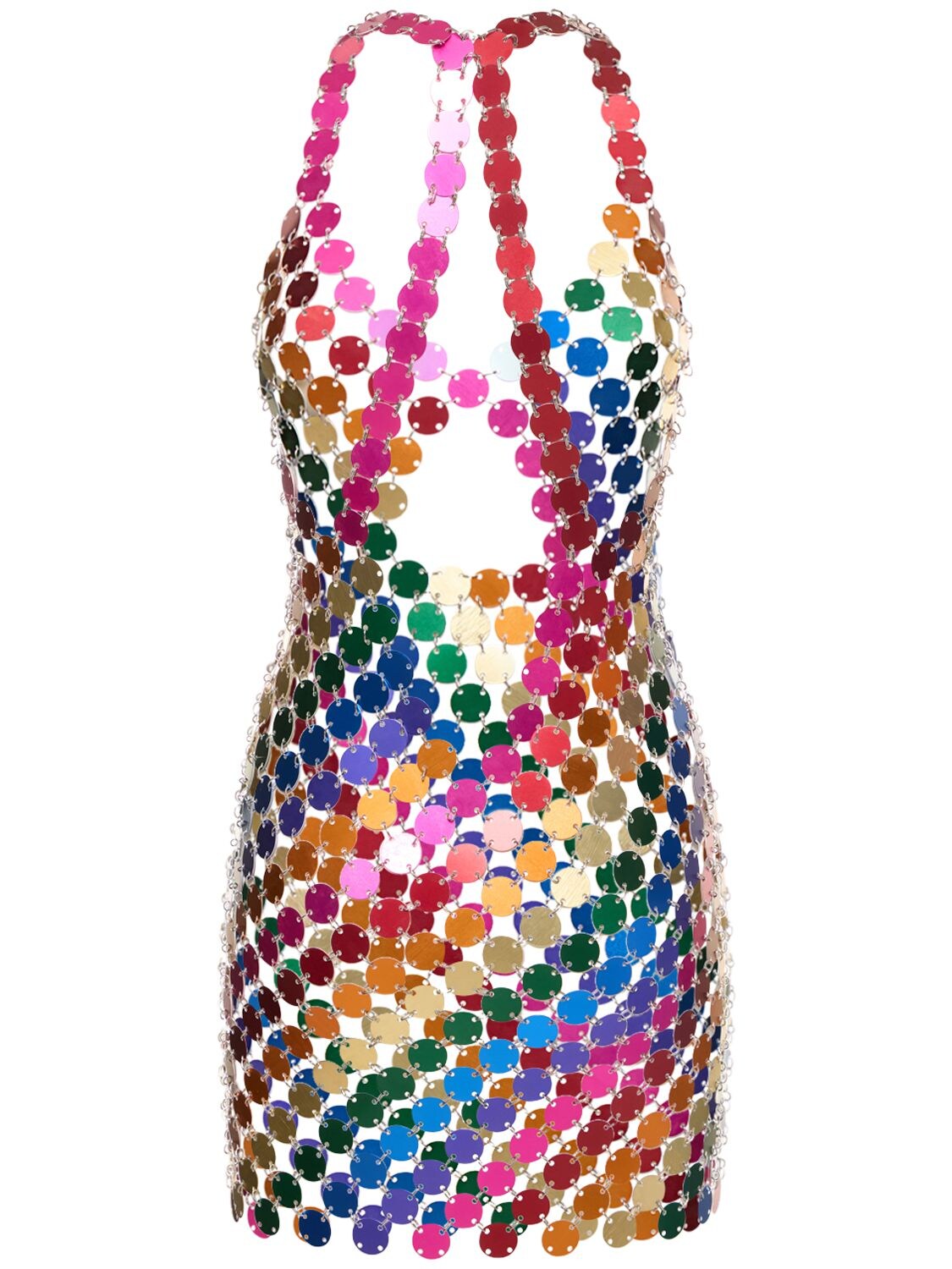 Fannie Schiavoni Rainbow Open-back Chainmail Mini Dress In Multicolor
