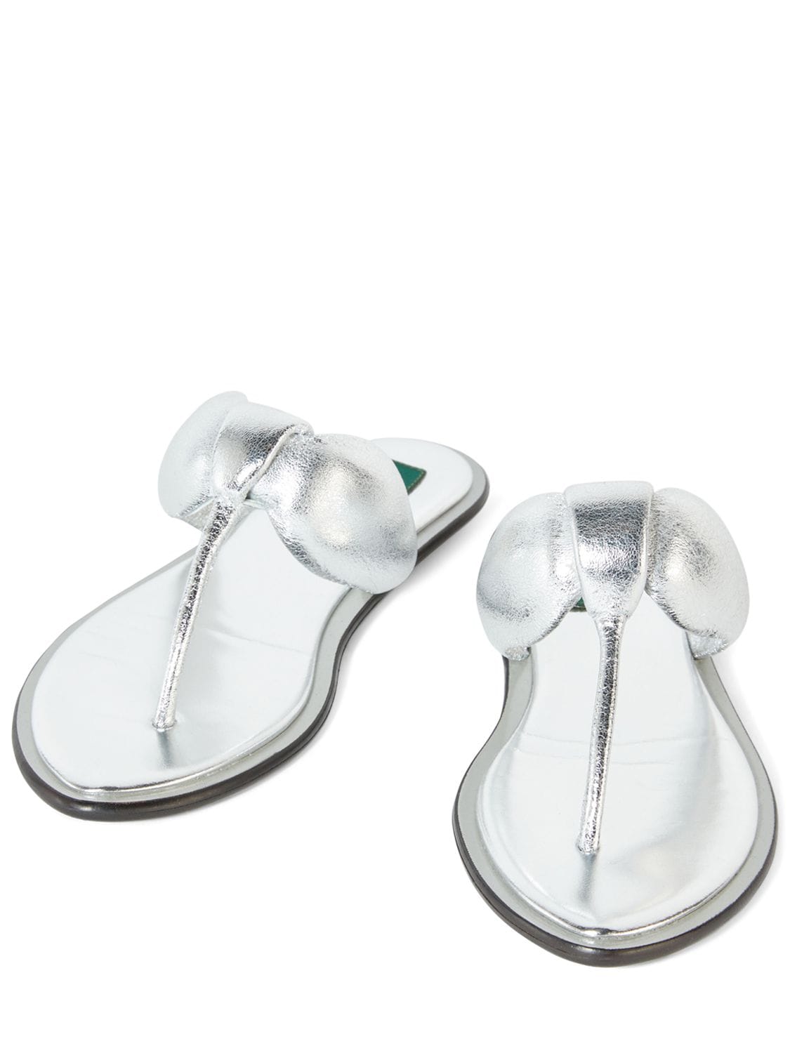Shop Pucci 10mm Laminated Leather Thong Sandals In Silver