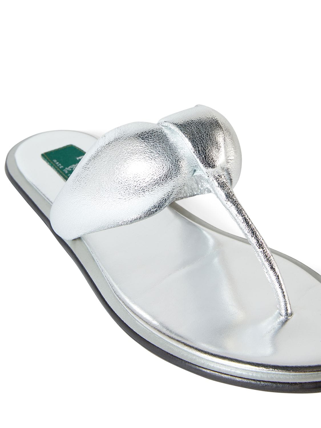 Shop Pucci 10mm Laminated Leather Thong Sandals In Silver