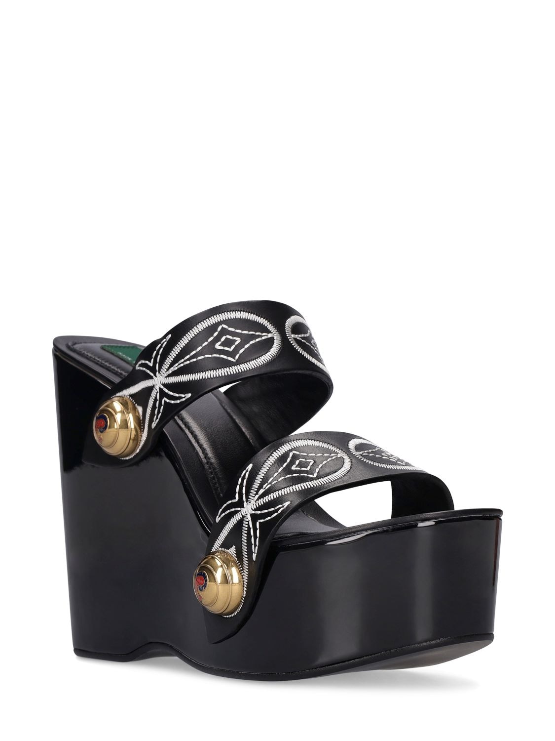 Shop Pucci 140mm Leather Wedge Sandals In Black