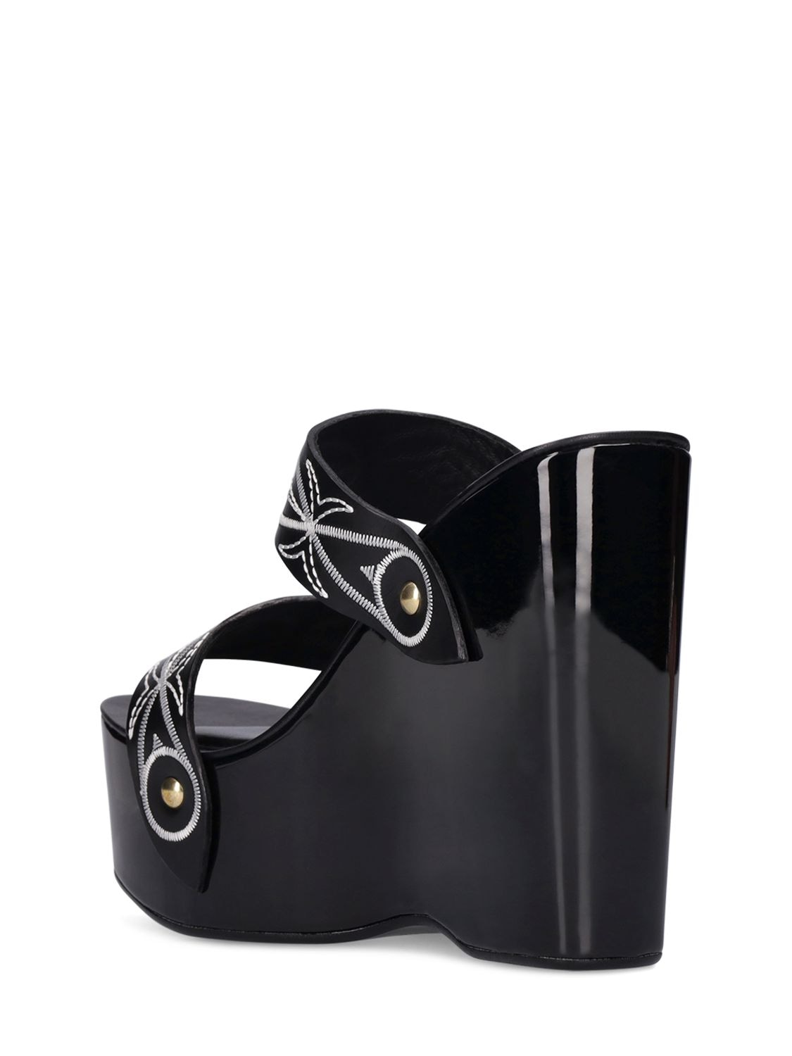 Shop Pucci 140mm Leather Wedge Sandals In Black