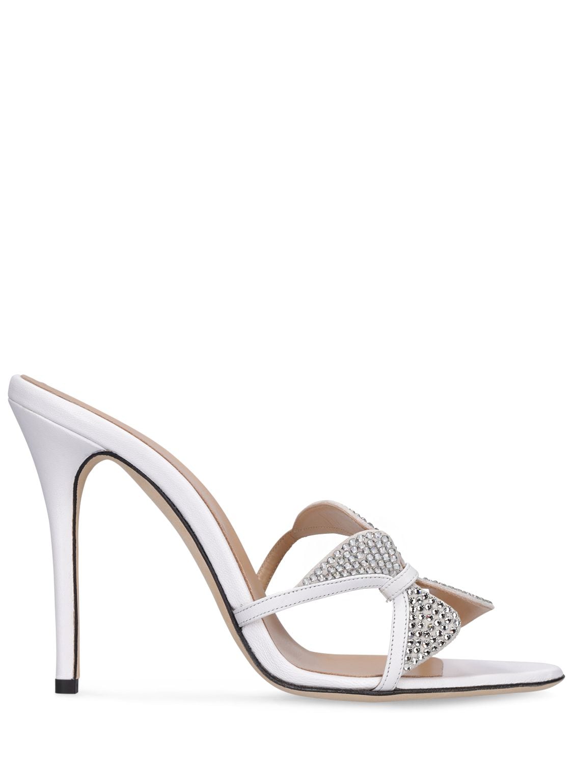 ALESSANDRA RICH 100MM LEATHER & CRYSTAL SANDALS