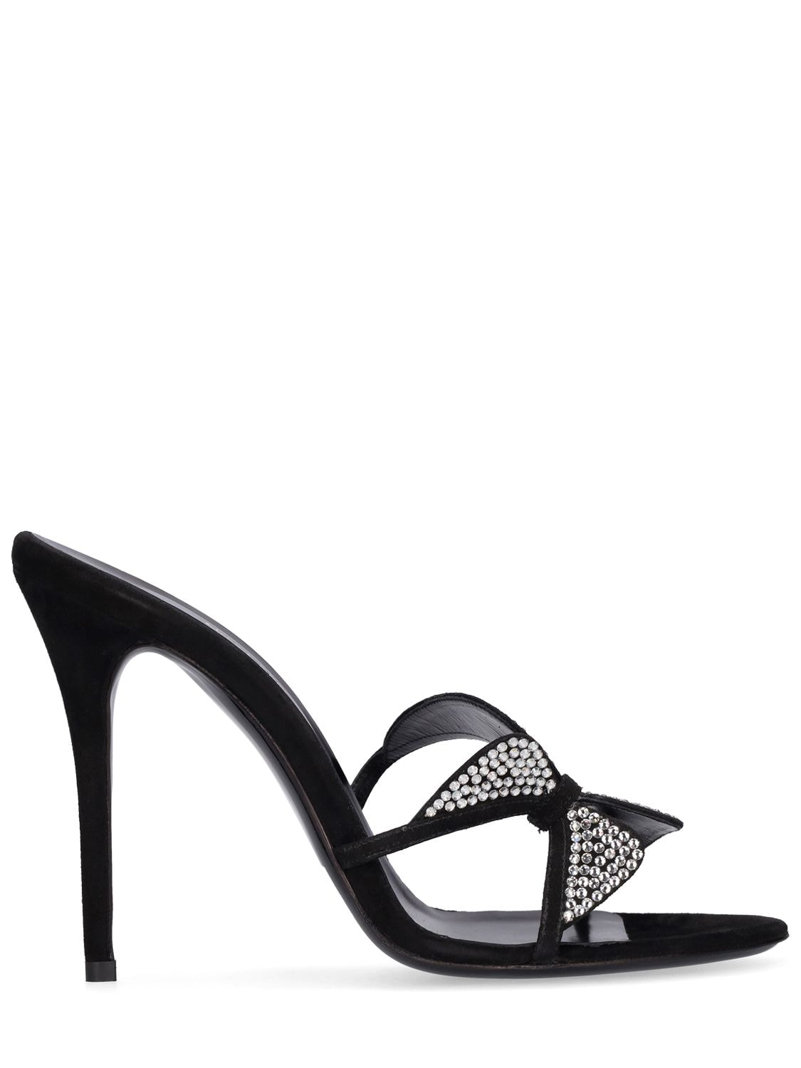 ALESSANDRA RICH 100MM SUEDE & CRYSTAL SANDALS