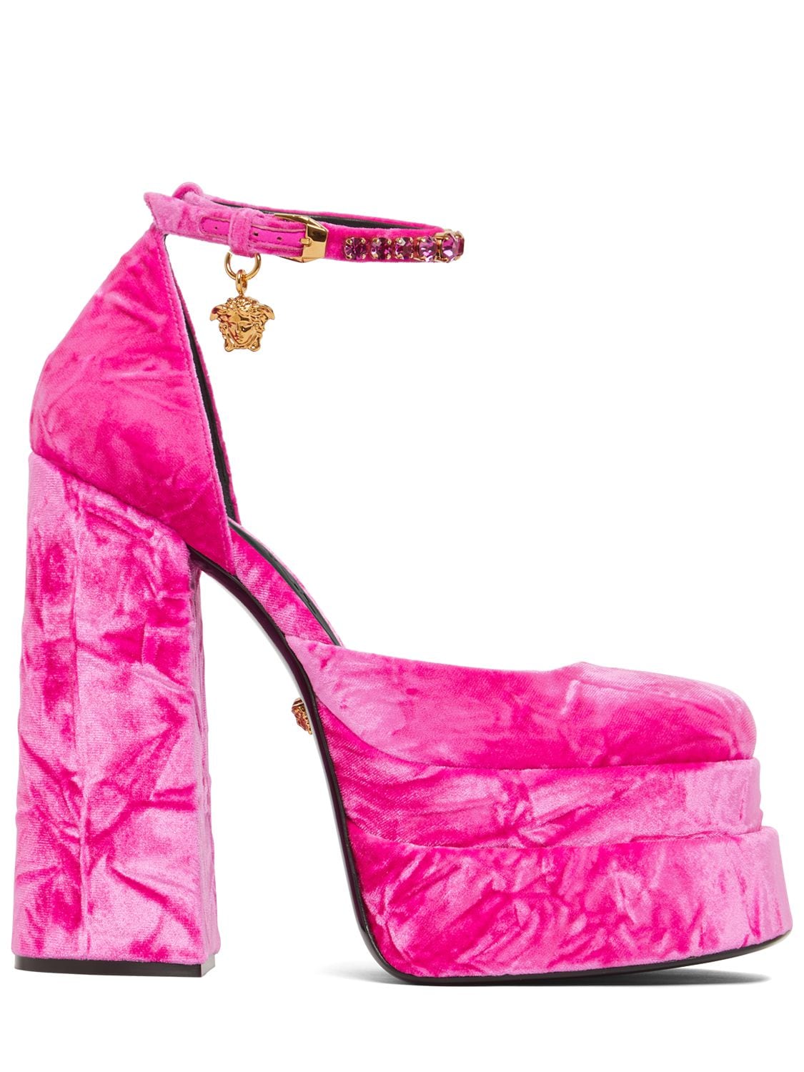 155mm Velvet Platform Pumps