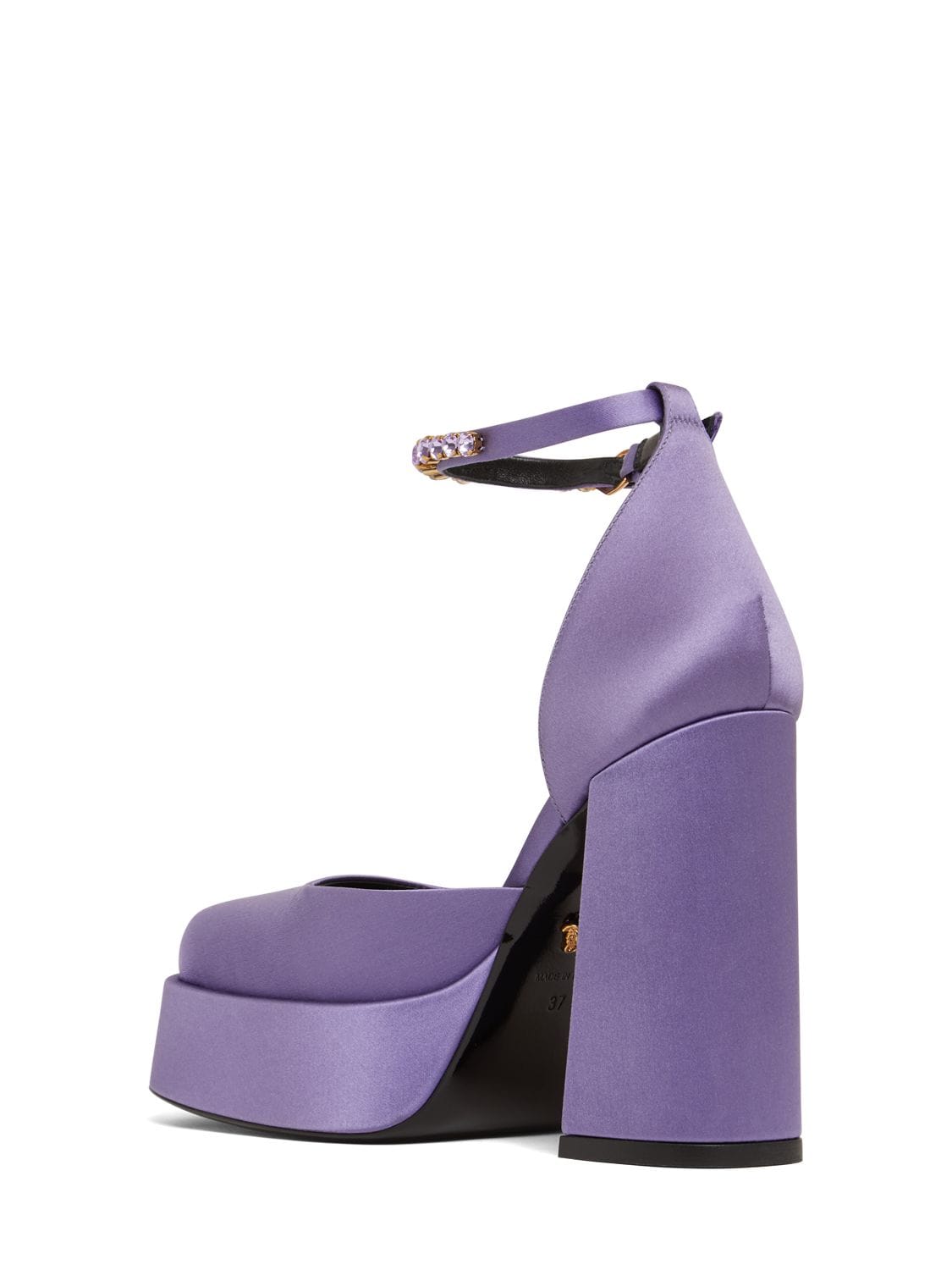 Shop Versace 110mm Platform Satin & Viscose Pumps In Lavender