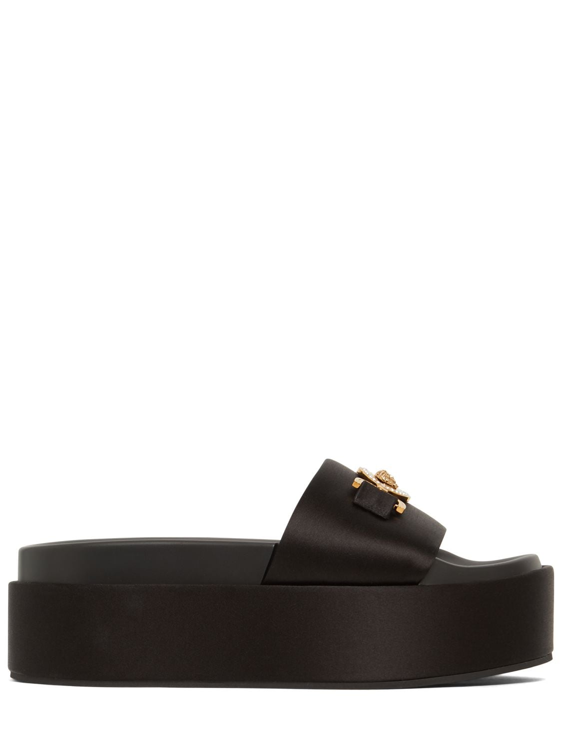 Versace 60mm Platform Viscose Slides In Black