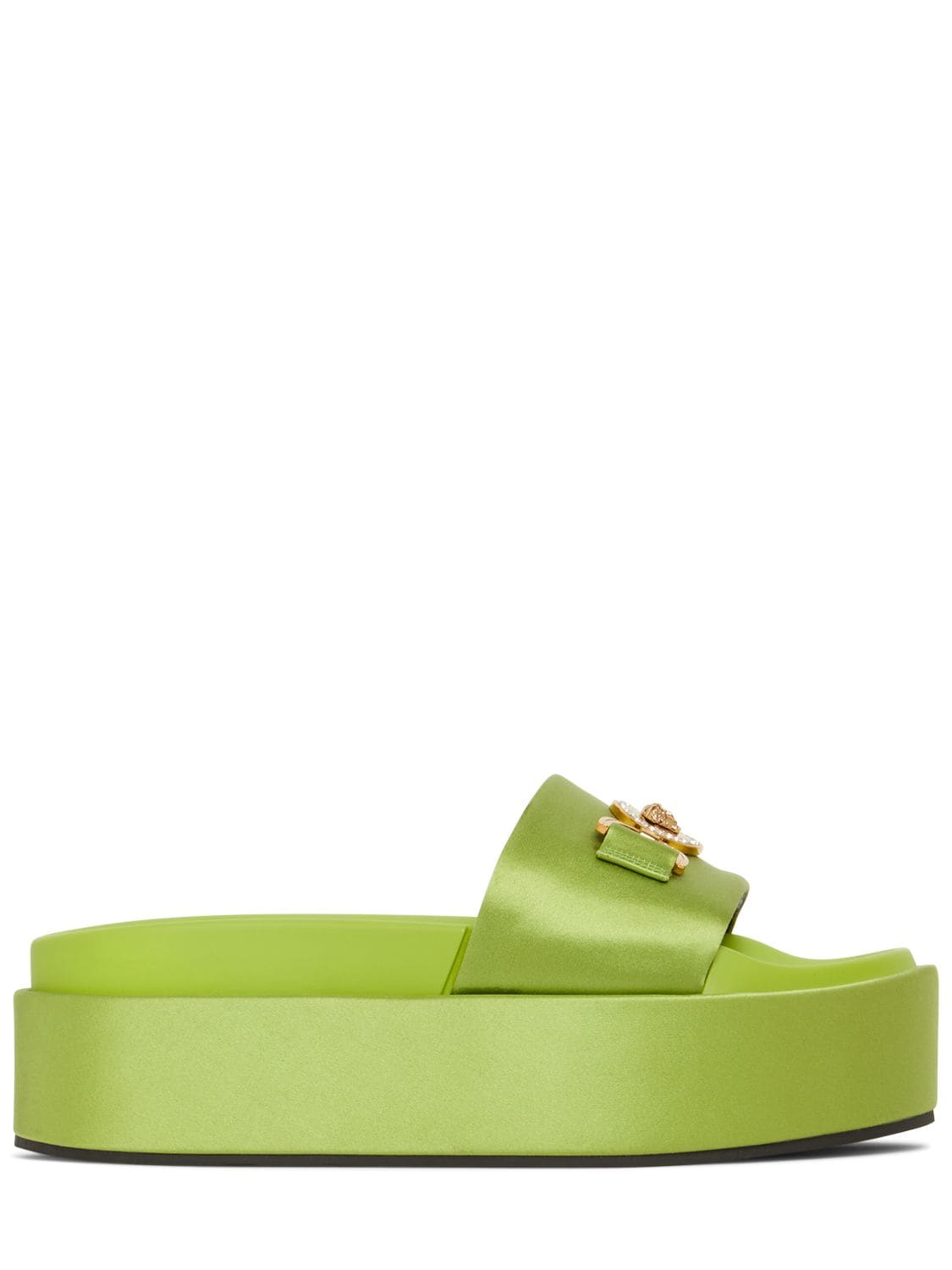 Versace 60mm Platform Viscose Slides In Green