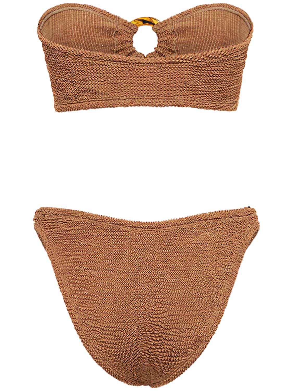 Shop Hunza G Gloria Bandeau Bikini Set In Brown