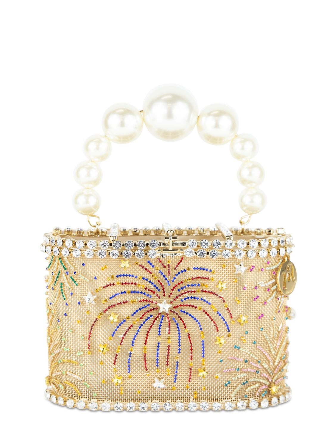 Rosantica Holli Fireworks Pearl Top Handle Bag In Gold