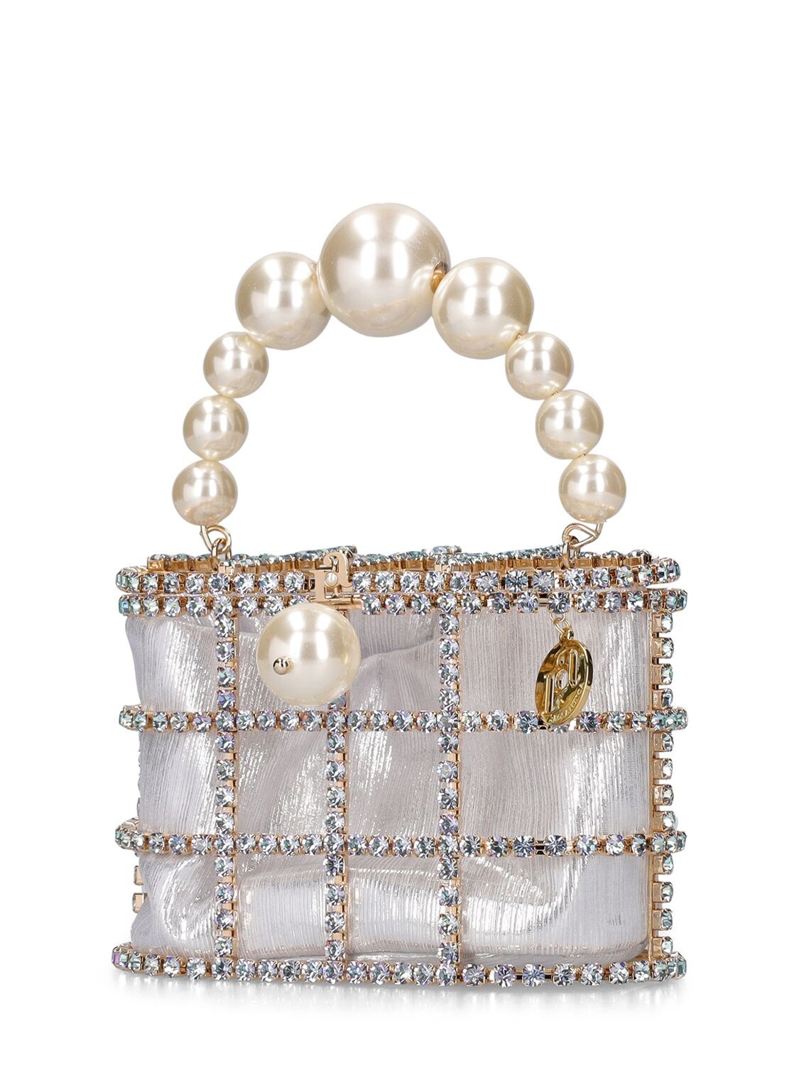 Shop Rosantica Holli Shiny Pearl Top Handle Bag In Silver