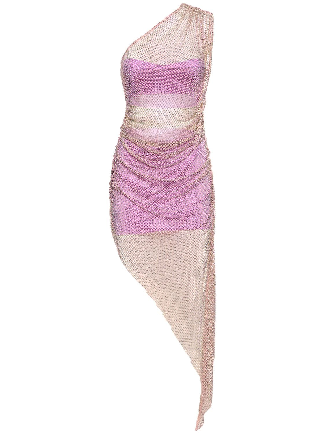 Giuseppe Di Morabito Embellished Stretch Jersey Midi Dress In Lilac Pink